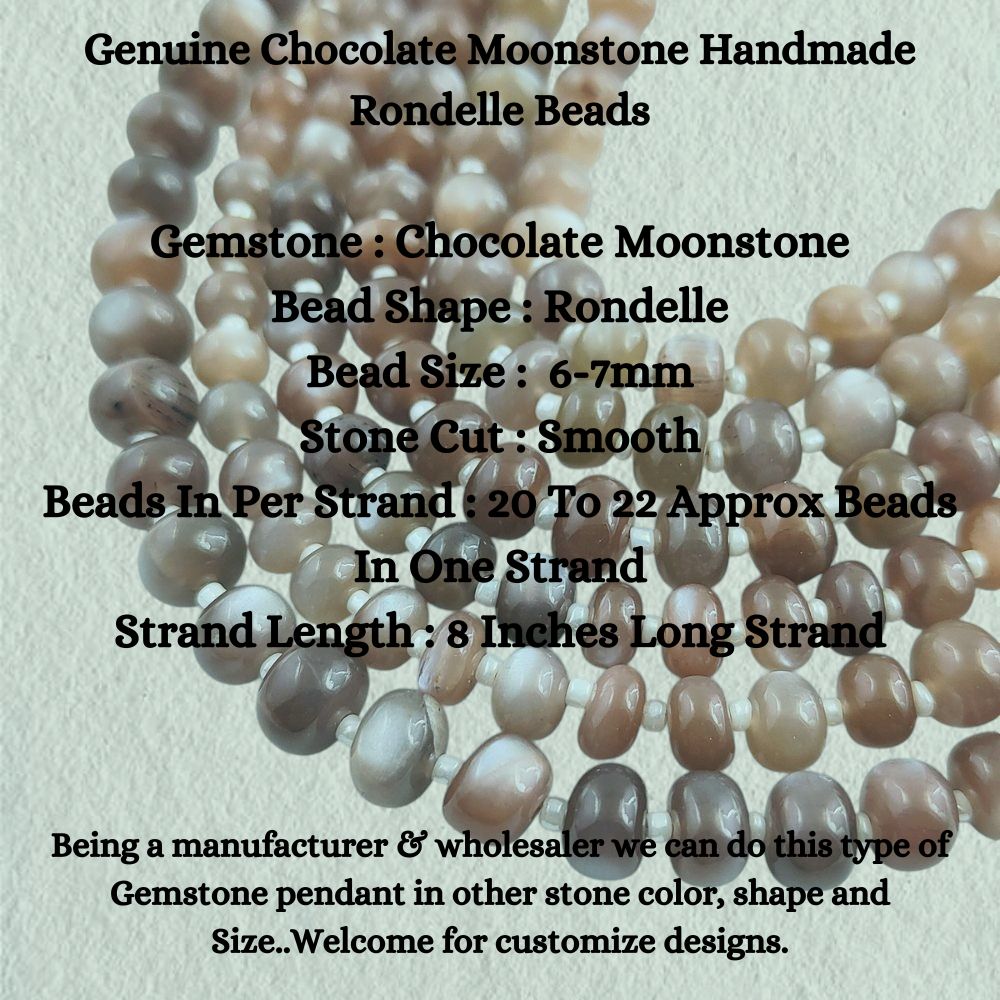 Genuine Chocolate Moonstone Handmade Rondelle Beads