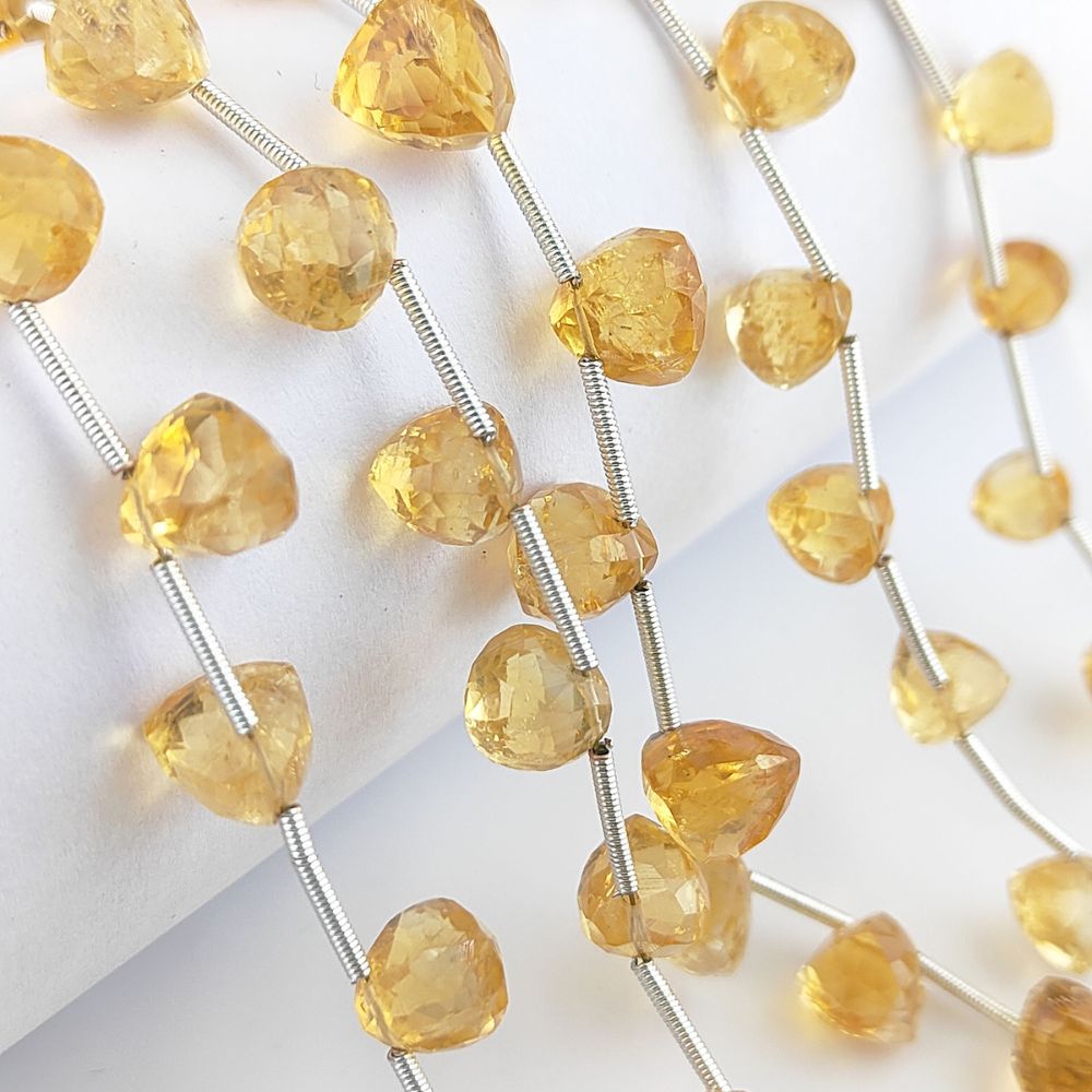 Genuine Citrine Trillion Shape Faceted Beads for Jewelry Making