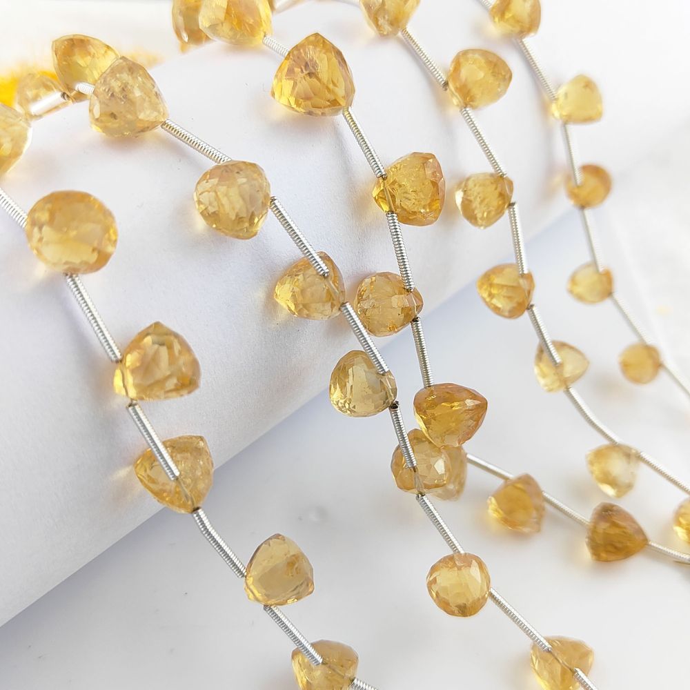 Genuine Citrine Trillion Shape Faceted Beads for Jewelry Making