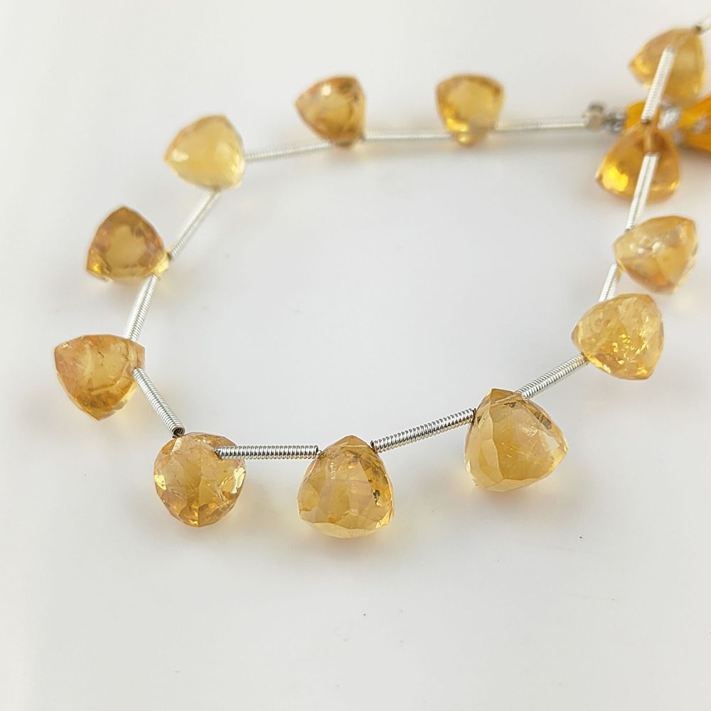 Natural Citrine Trillion Cut Beads – Faceted Loose Stones for Handmade Jewelry