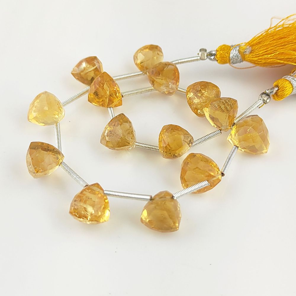 High-Quality Citrine Trillion Shape Beads – Loose Faceted Gemstones