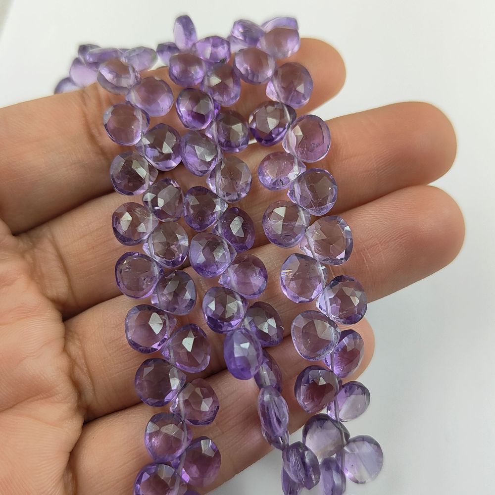 DIY Jewelry with Soft Pink Amethyst Heart Beads – Natural Faceted Stones