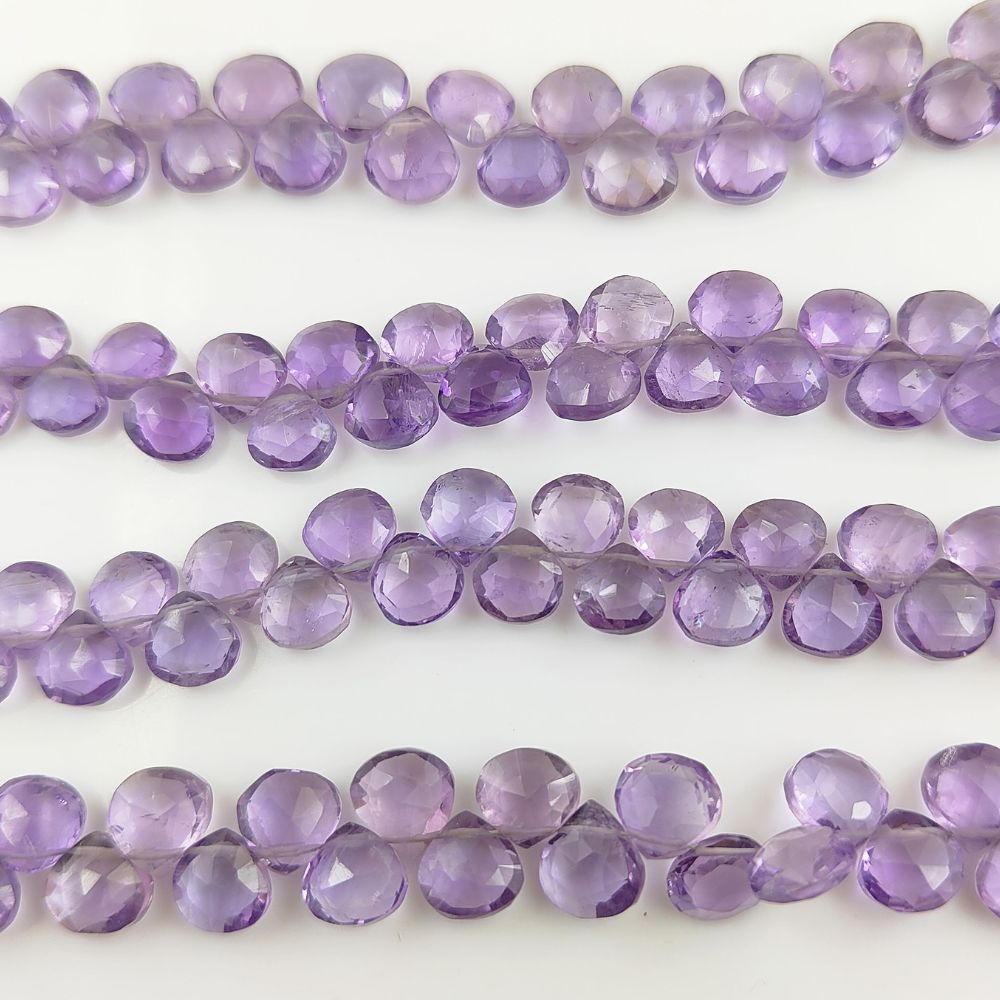 Faceted Pink Amethyst Heart Crystals – Perfect for DIY Necklaces & Bracelets