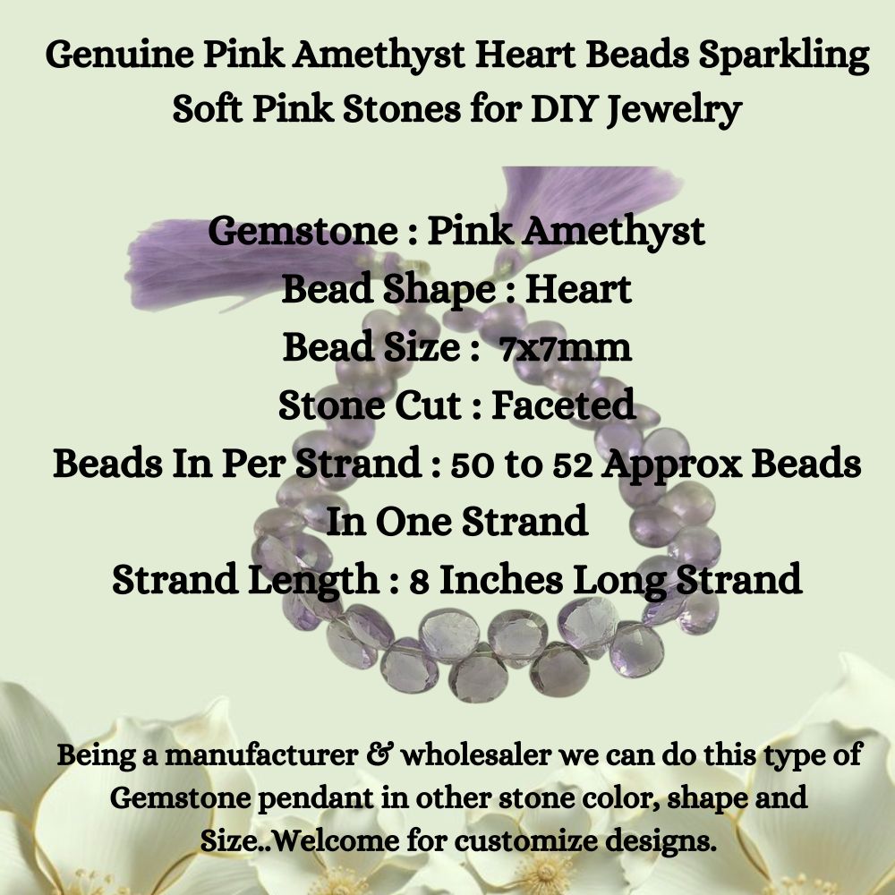 Pink Amethyst Heart Beads – Natural Faceted Crystals for Handmade Jewelry