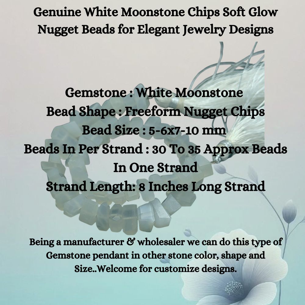 White Moonstone Nugget Beads – Elegant Loose Gemstone Chips