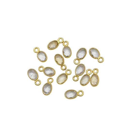 Gold-plated clear quartz pendant necklace with oval gemstone charm