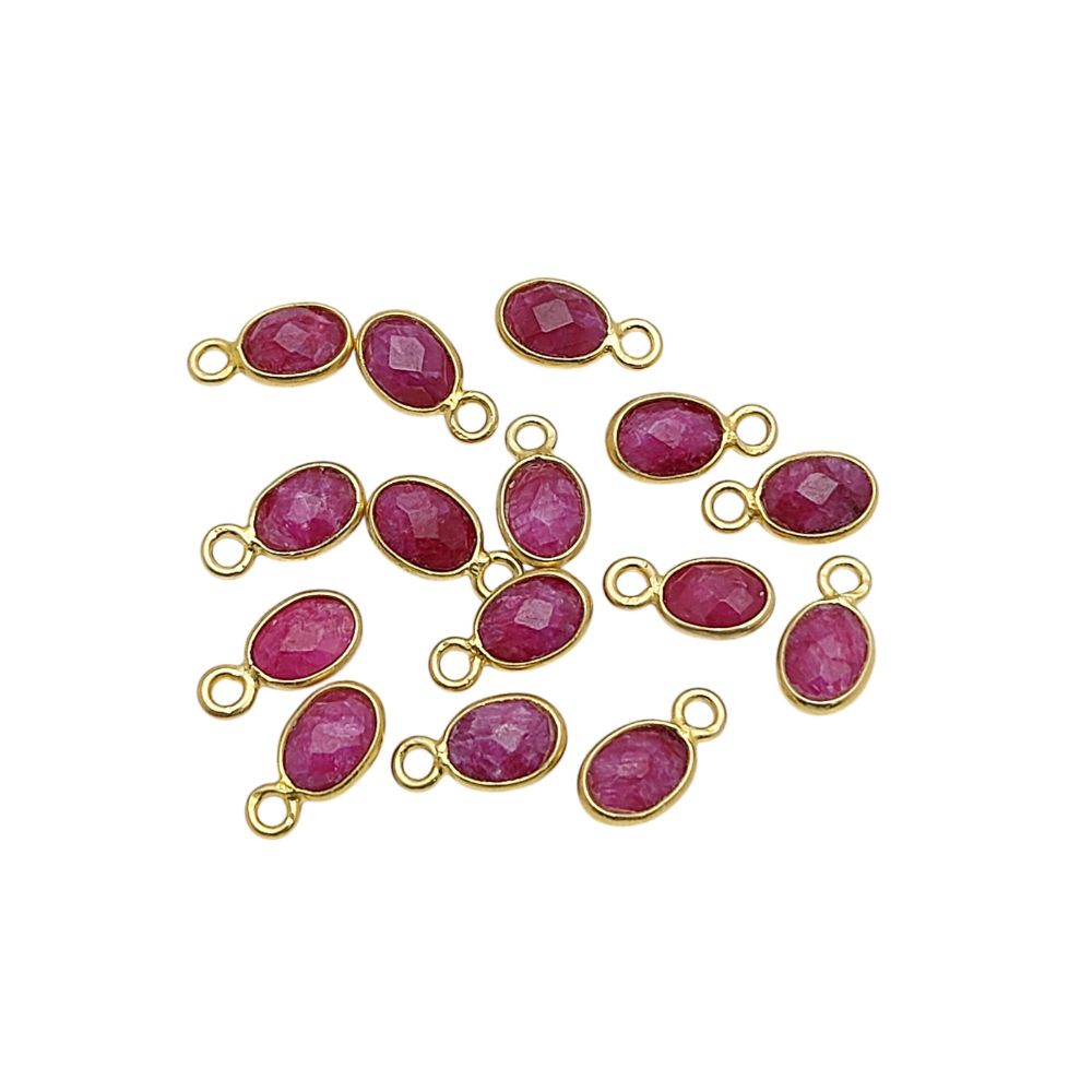Gold-plated ruby gemstone pendant necklace for July birthstone