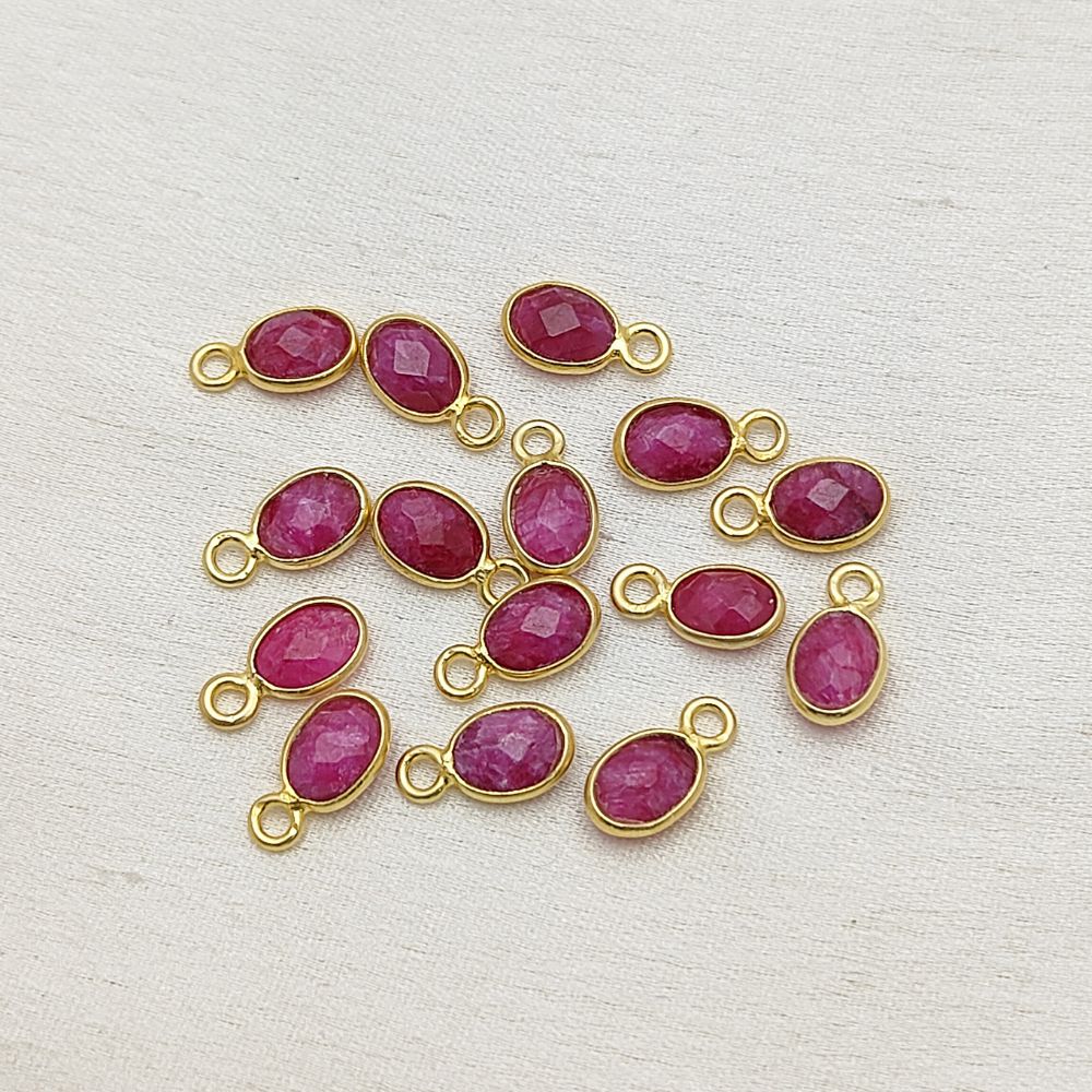 Minimalist ruby charm necklace in gold setting