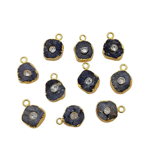 Gold Electroplated December Birthstone Jewelry Raw Tanzanite Gemstone Pendant with 3mm CZ- Selling Per Piece