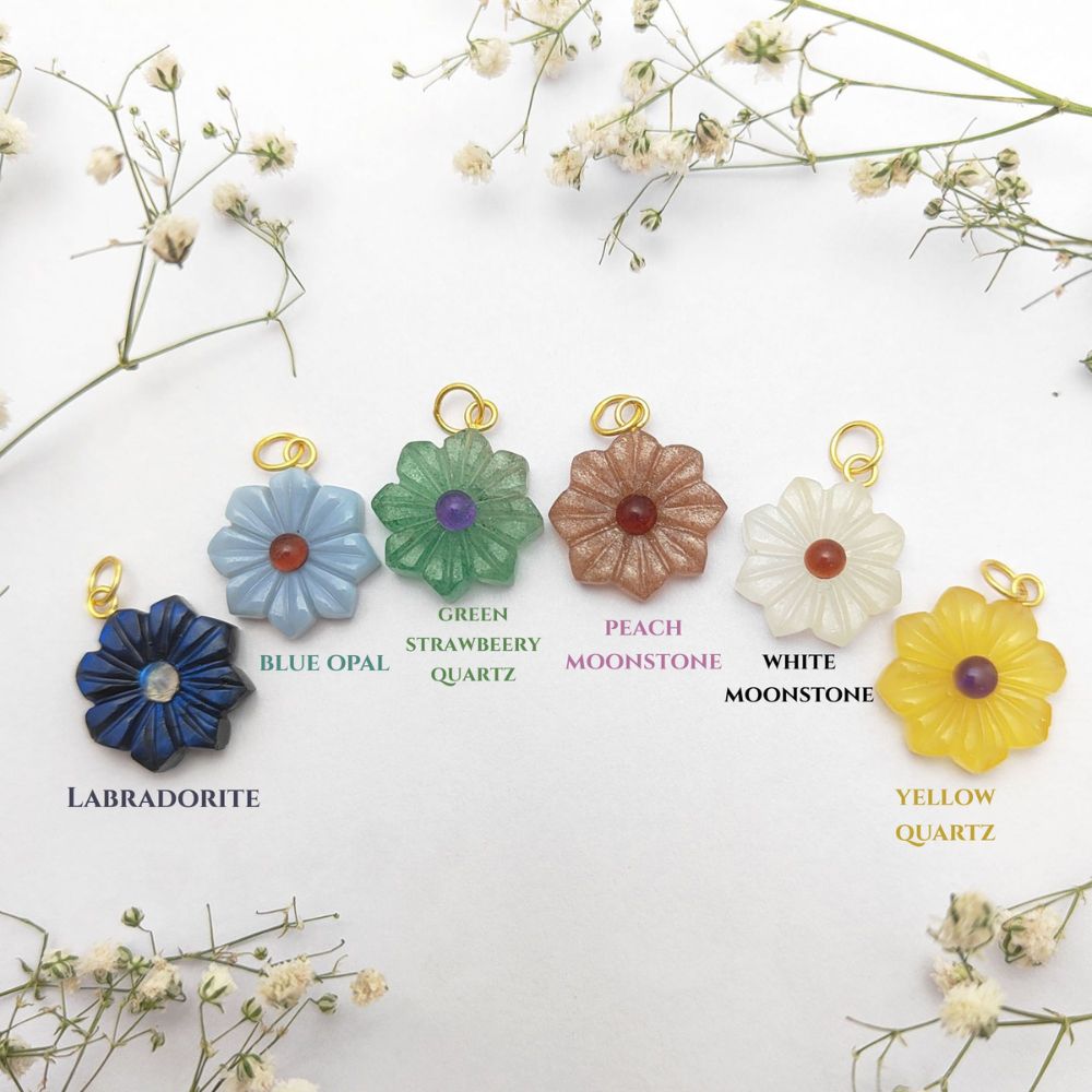 Handmade Floral Pendant with Multi-Gemstones | Dainty Jewelry Charm Gift for Her