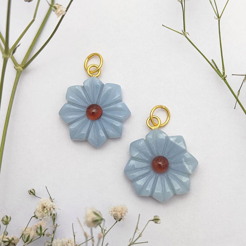 Artisan Blue Opal Floral Pendant for Summer Jewelry Making