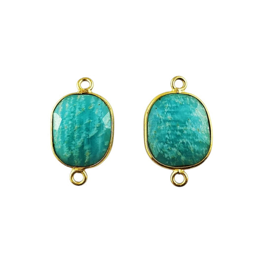 Handmade Amazonite Free Form Connector 12–15mm Gold Plated Gemstone Links for Jewelry Designers & DIY Projects- Selling Per Piece