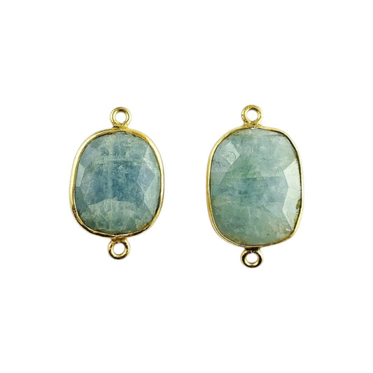 Gold Plated 12–15mm Aquamarine Free Form Connector Unique Natural Blue Gemstone Links for Handmade Jewelry Projects- Selling Per Piece
