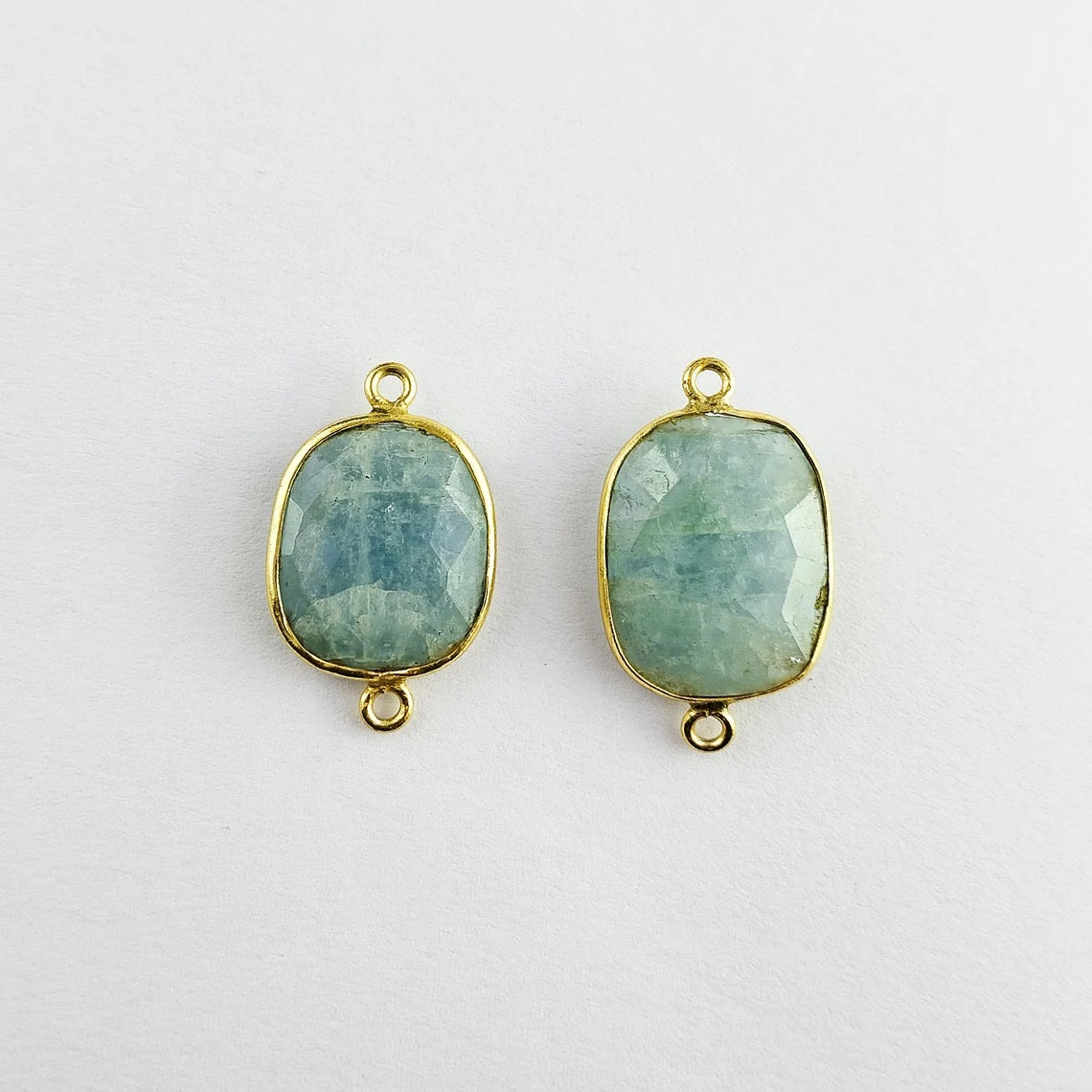Gold Plated 12–15mm Aquamarine Free Form Connector Unique Natural Blue Gemstone Links for Handmade Jewelry Projects- Selling Per Piece