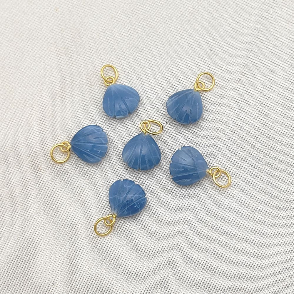 Elegant Blue Opal Gemstone Seashell Pendant Gold Plated Sterling Silver Jewelry