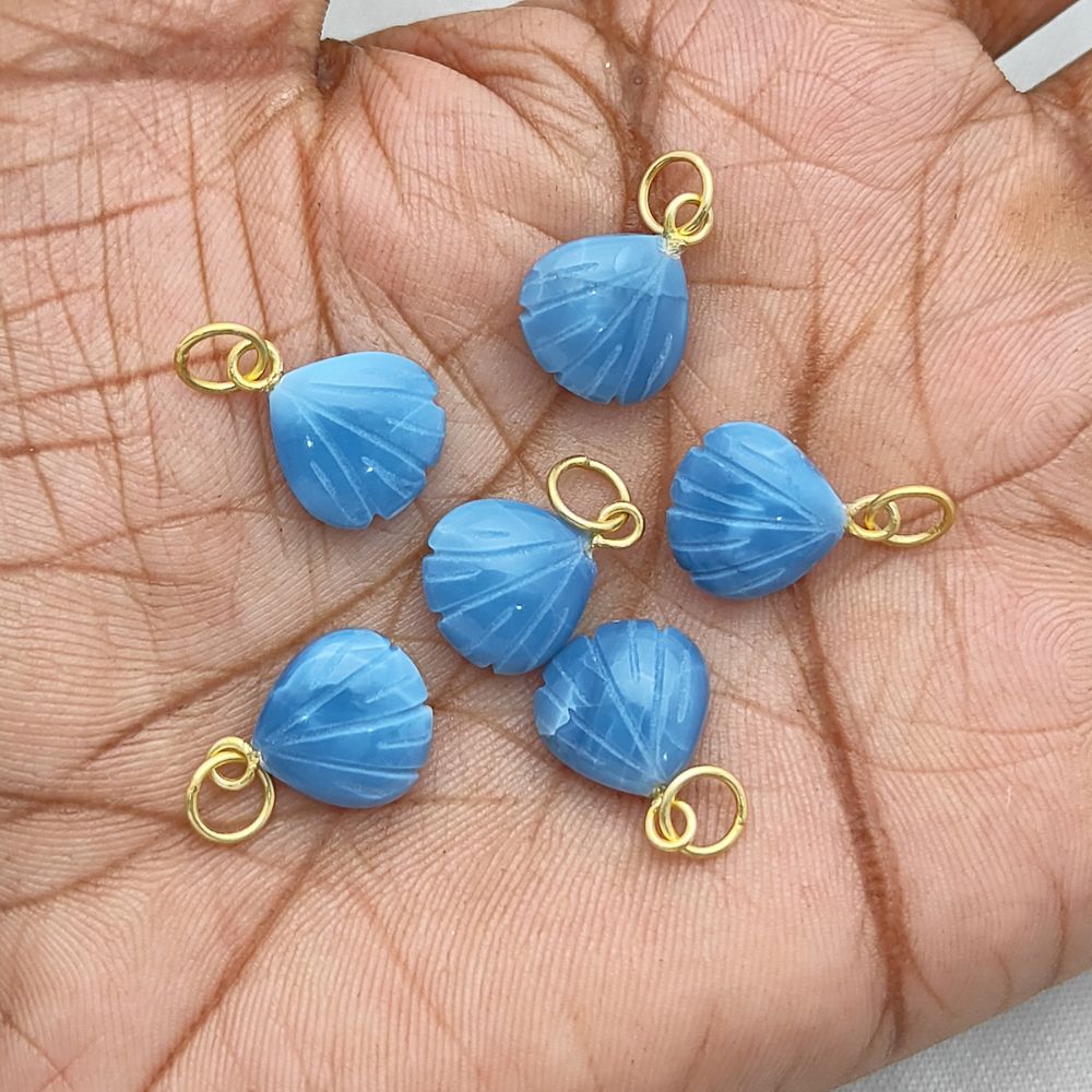 Elegant Blue Opal Gemstone Seashell Pendant Gold Plated Sterling Silver Jewelry