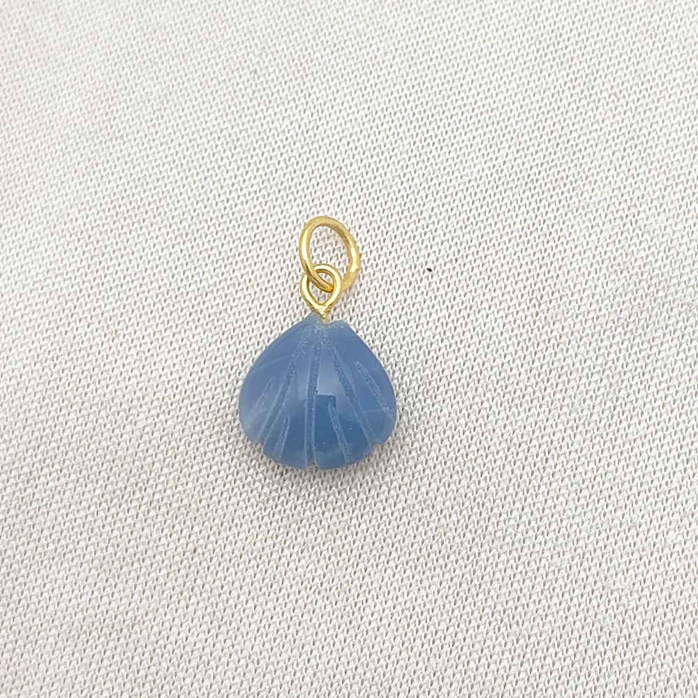 Elegant Blue Opal Gemstone Seashell Pendant Gold Plated Sterling Silver Jewelry