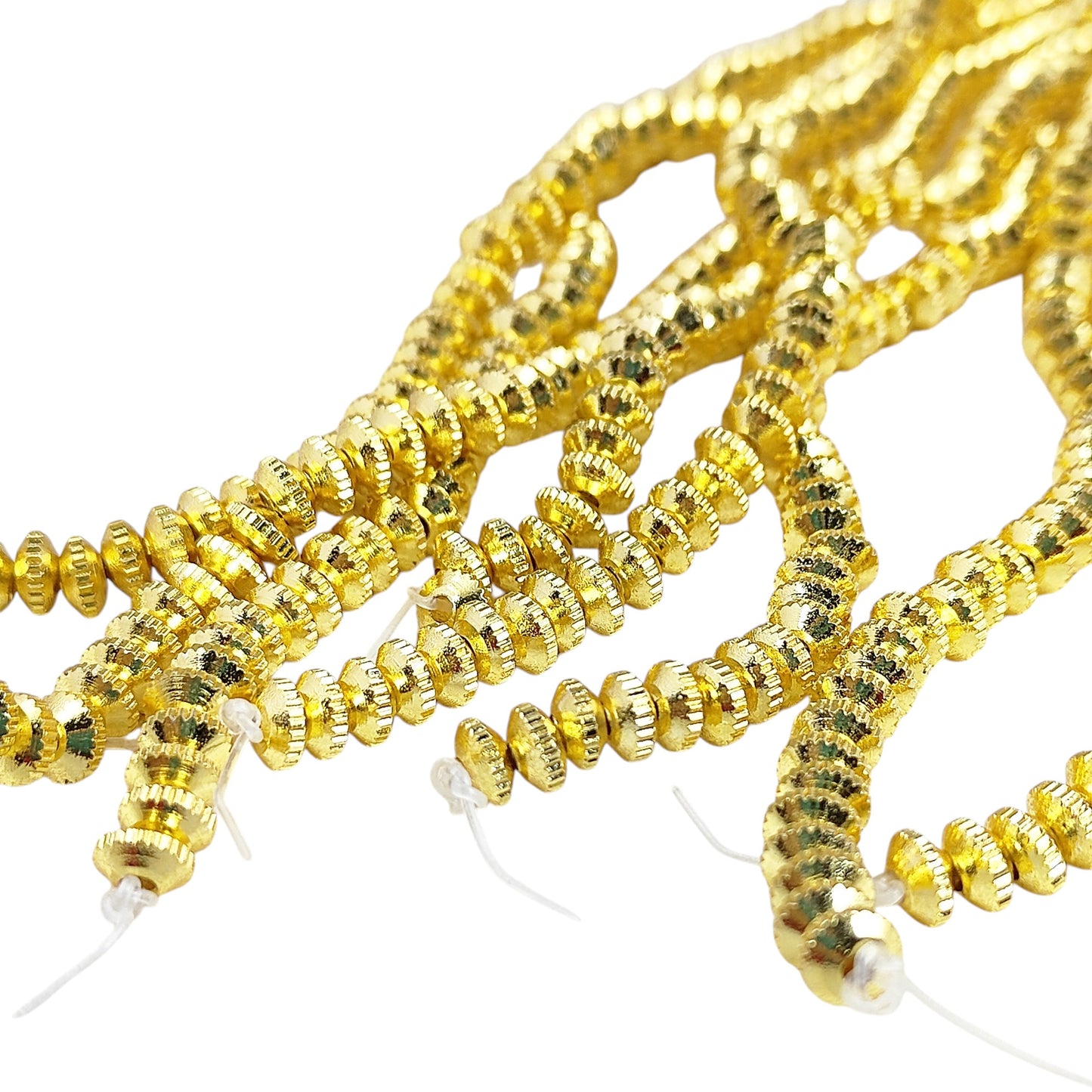 Gold Plated Brass Rondelle Spacer Beads Fancy Nugget Beads for DIY Jewelry Making