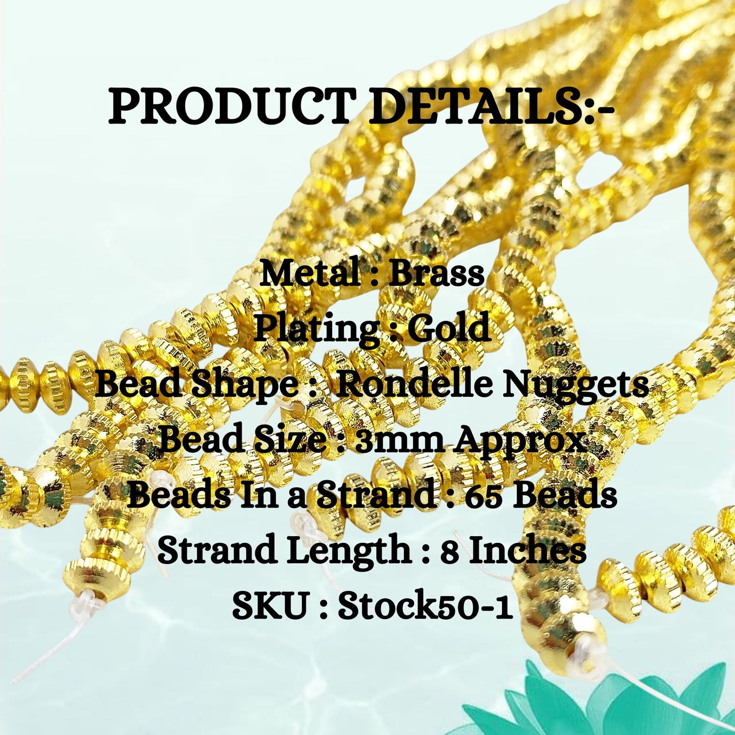Gold Plated Brass Rondelle Spacer Beads Fancy Nugget Beads for DIY Jewelry Making