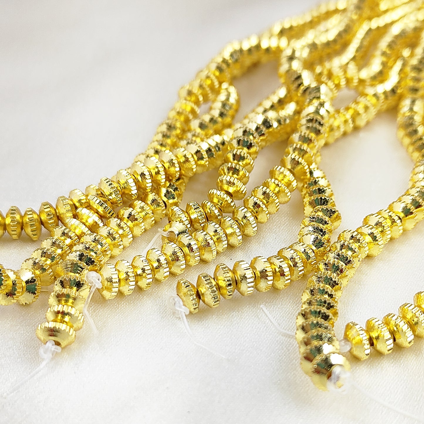 Gold Plated Brass Rondelle Spacer Beads Fancy Nugget Beads for DIY Jewelry Making