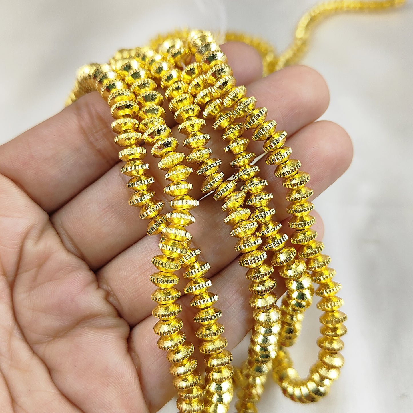 Gold Plated Brass Rondelle Spacer Beads Fancy Nugget Beads for DIY Jewelry Making