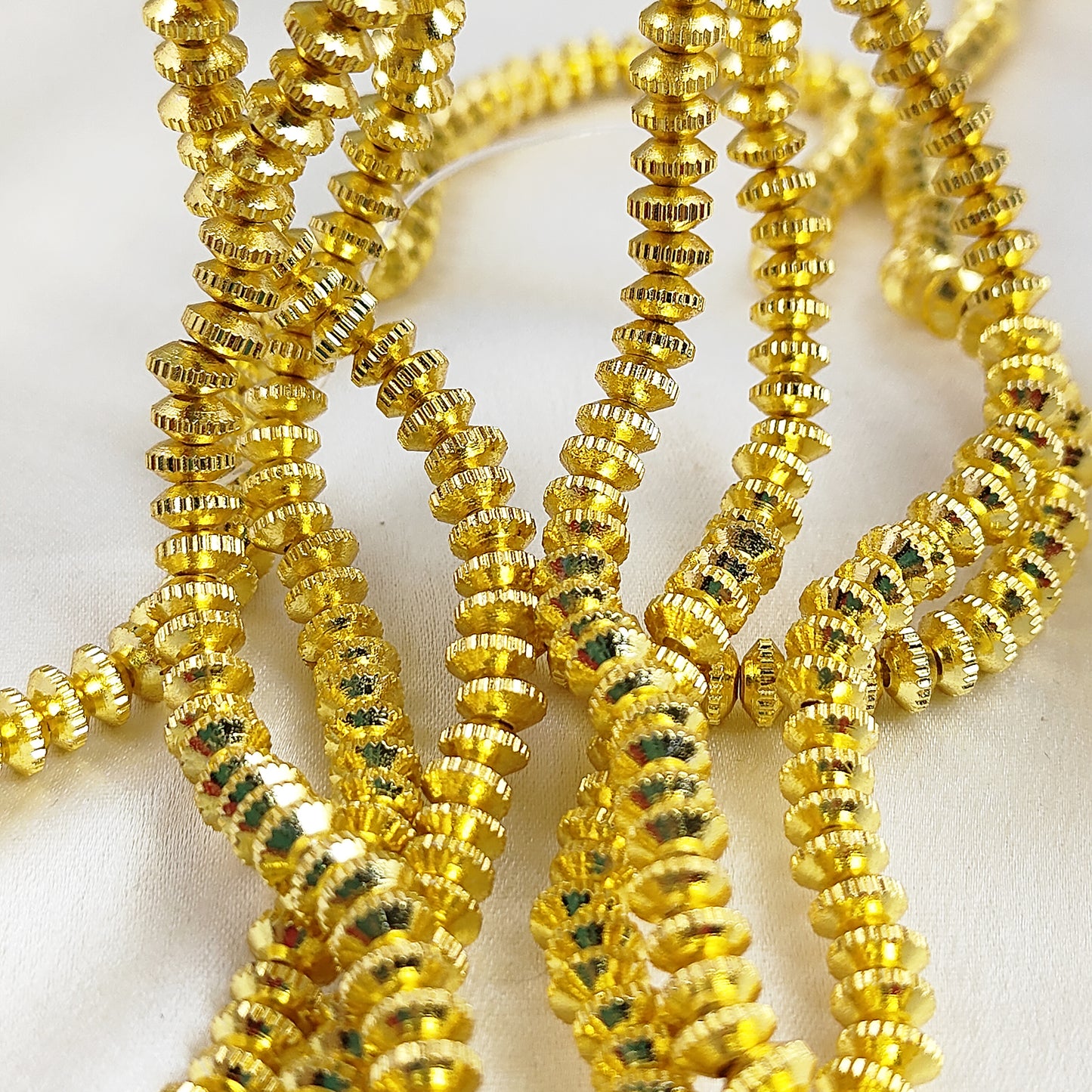 Gold Plated Brass Rondelle Spacer Beads Fancy Nugget Beads for DIY Jewelry Making