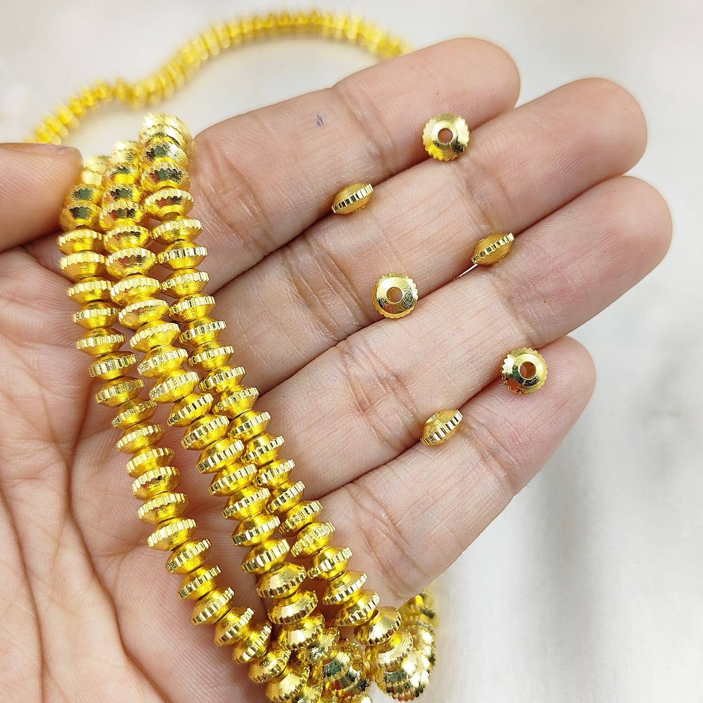 Gold Plated Brass Rondelle Spacer Beads Fancy Nugget Beads for DIY Jewelry Making