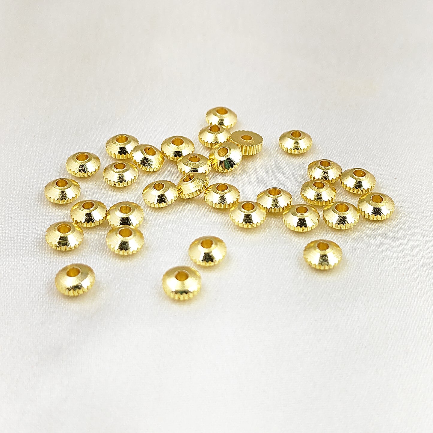 Gold Plated Brass Rondelle Spacer Beads Fancy Nugget Beads for DIY Jewelry Making