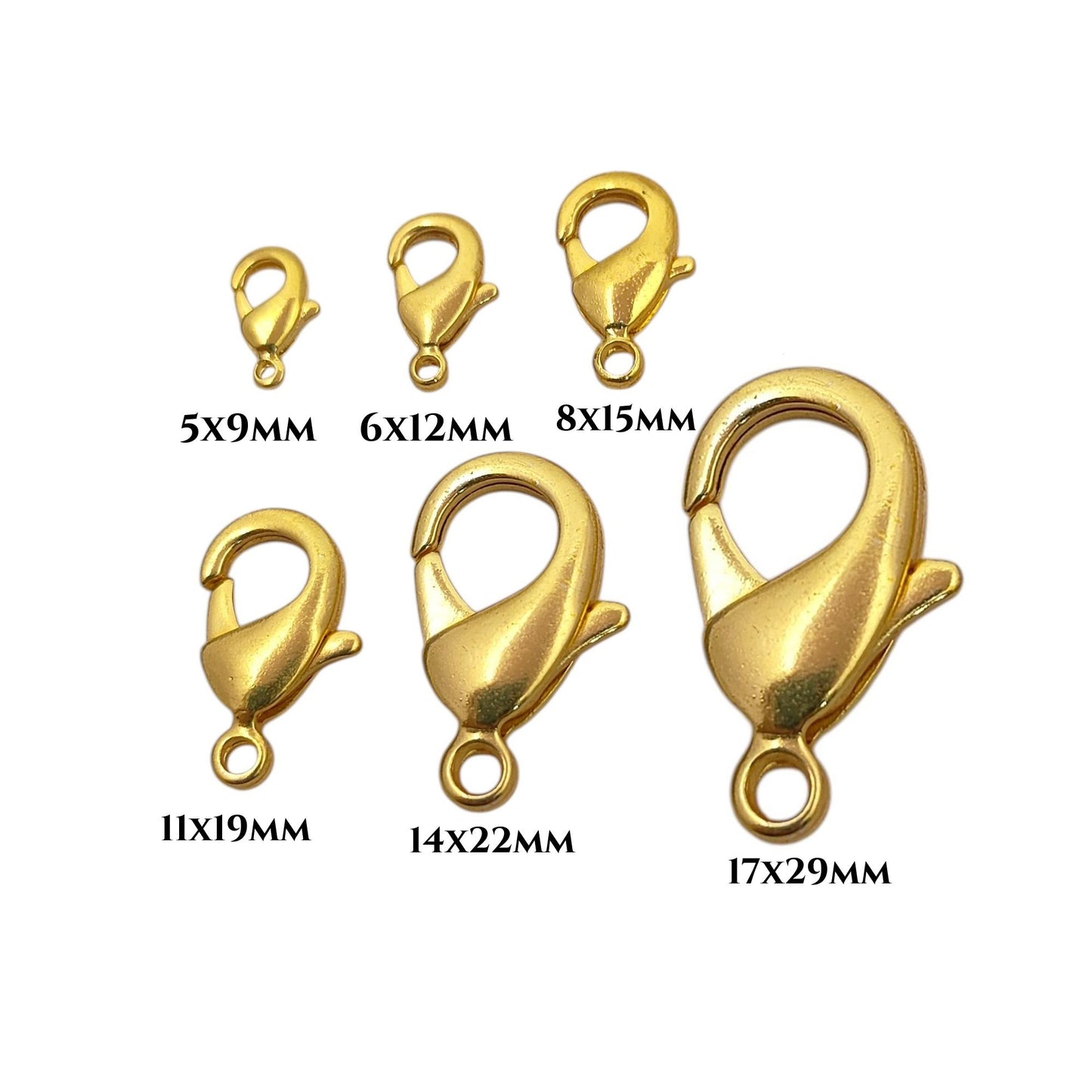 Gold Plated Lobster Clasps in Multiple Sizes DIY Jewelry Making Components, Metal Jewelry Findings for Necklaces, Bracelets & Craft Projects – Selling 5pc Lot