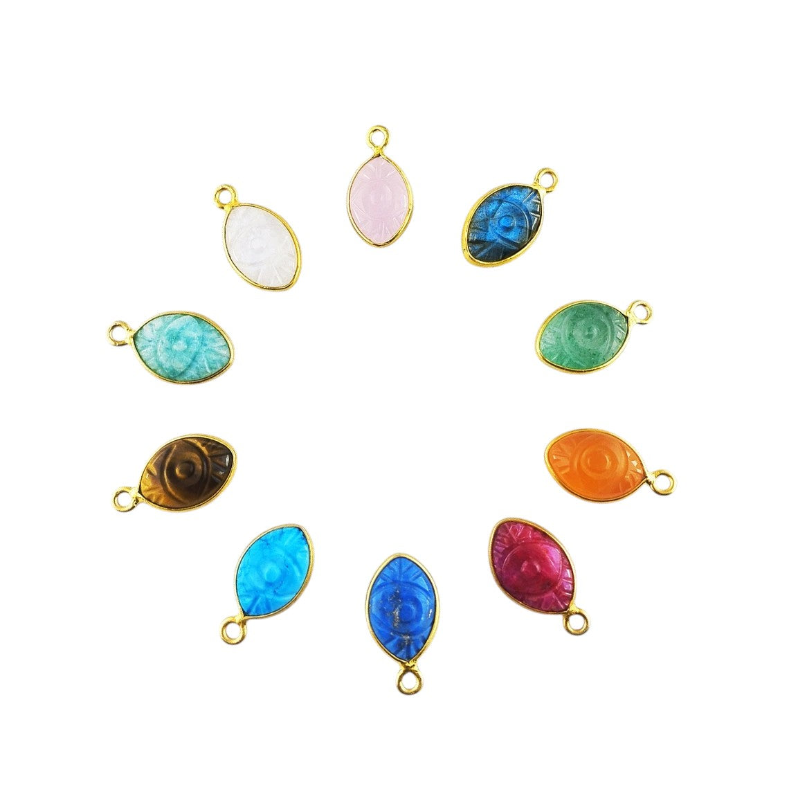 Gold Plated Sterling Silver Evil Eye Charm Pendant Handmade Spiritual Gemstone Jewelry- Selling Per Piece