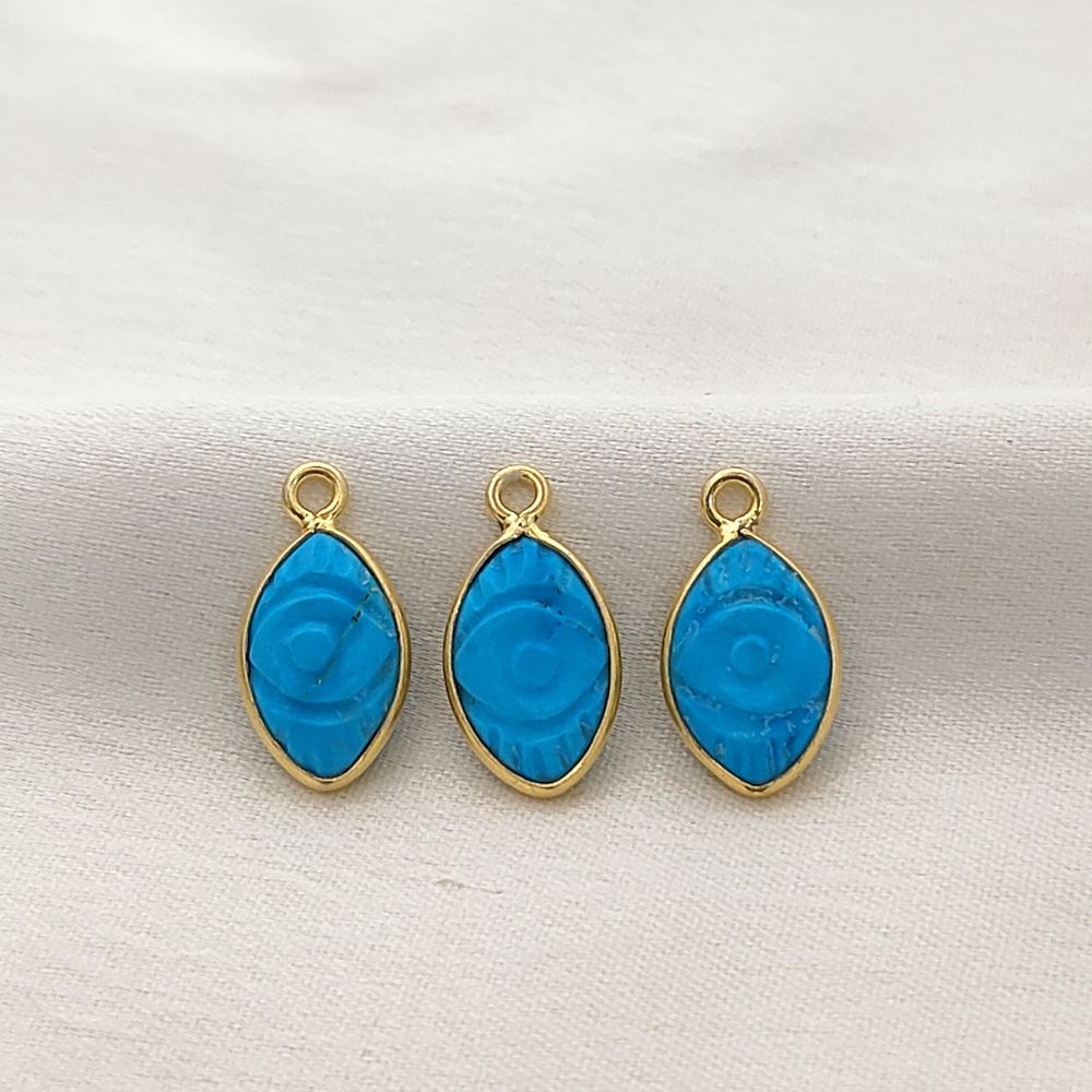 Gold Plated Sterling Silver Turquoise Pendant Handmade Spiritual Healing Jewelry- Selling Per Piece