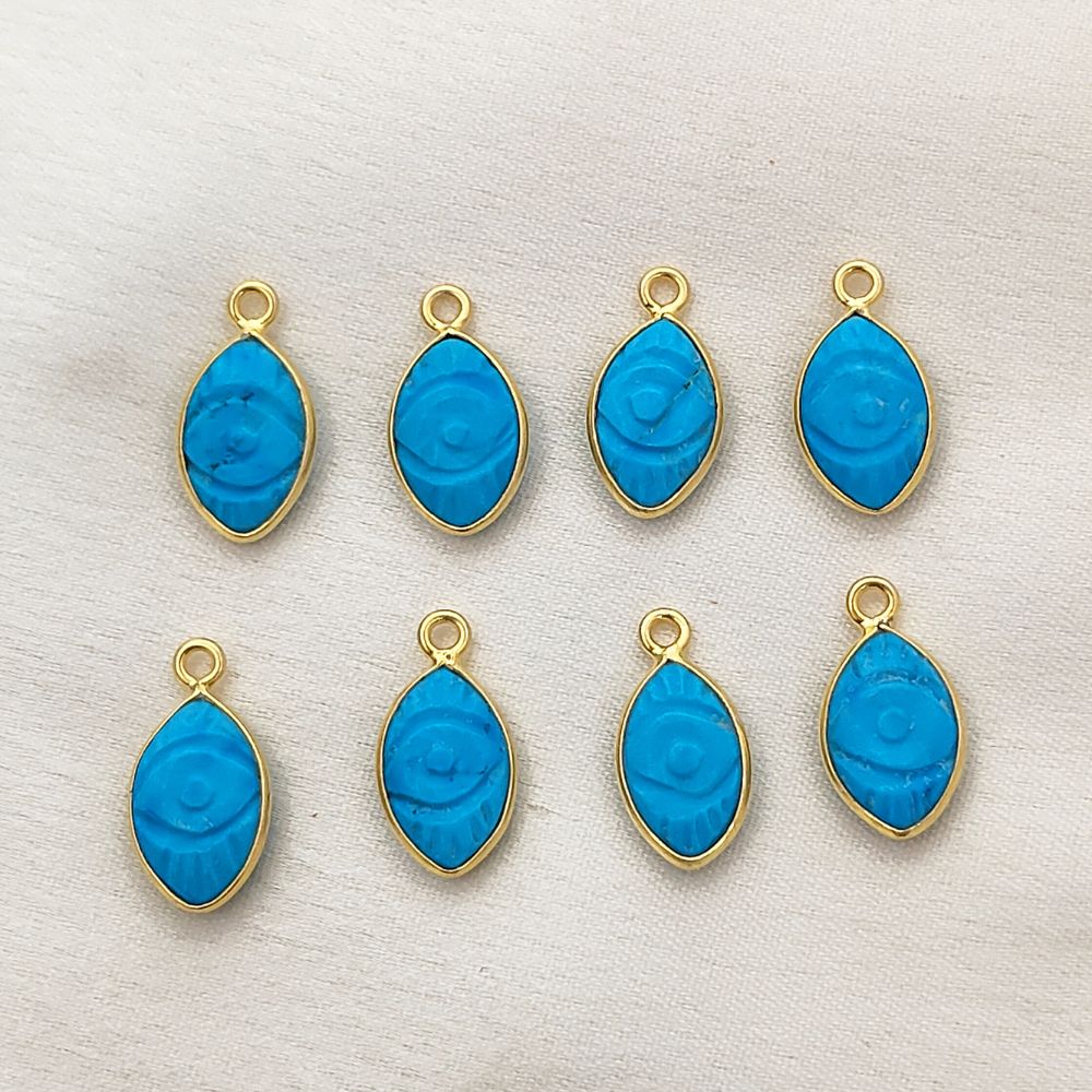Gold Plated Sterling Silver Turquoise Pendant Handmade Spiritual Healing Jewelry- Selling Per Piece