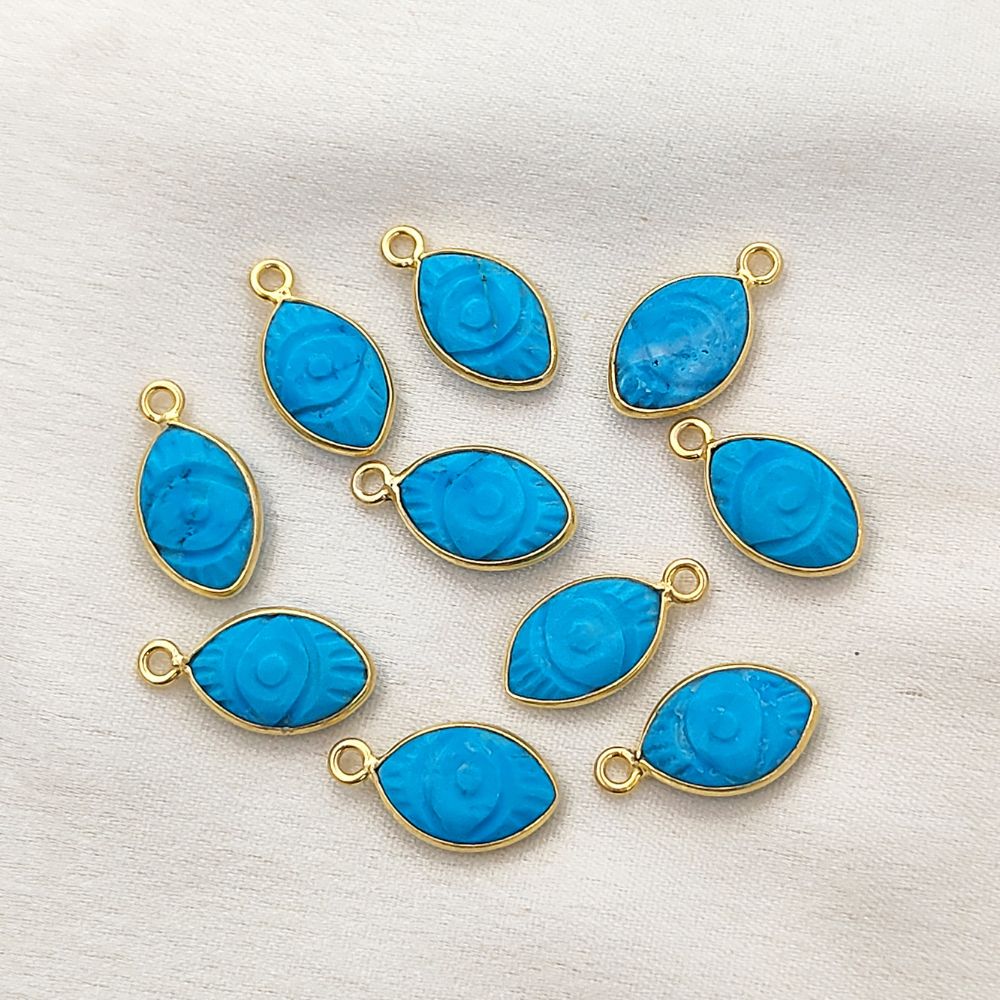 Gold Plated Sterling Silver Turquoise Pendant Handmade Spiritual Healing Jewelry- Selling Per Piece