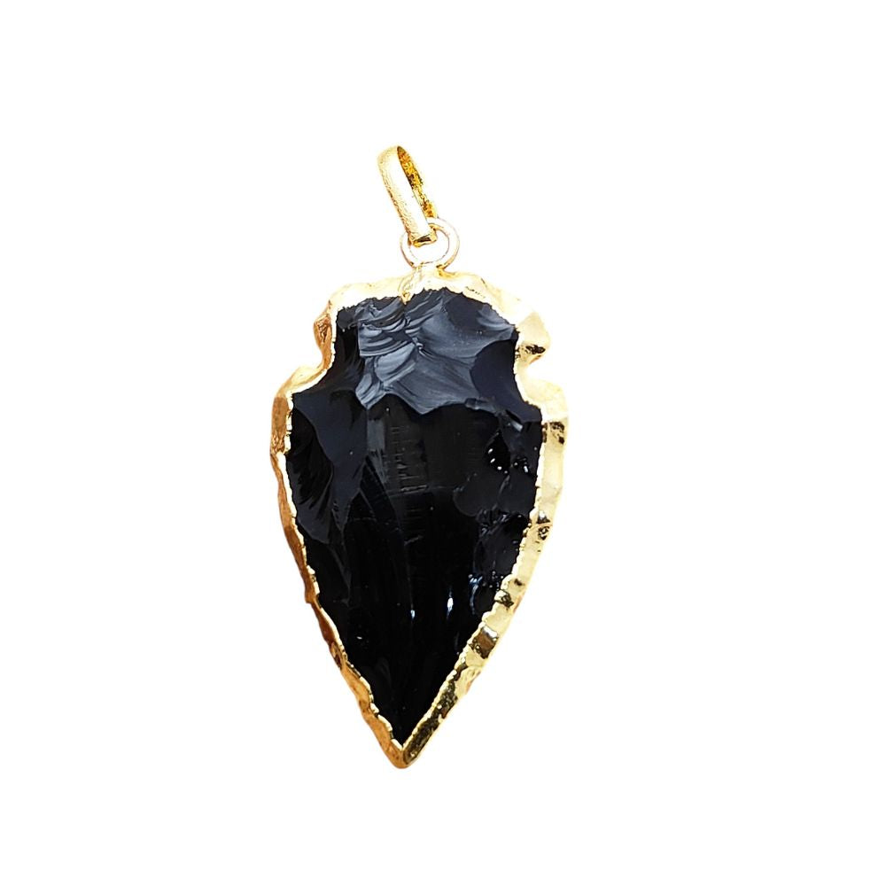 Gold/Silver Electroplated Black Onyx Arrowhead, Tribal Gemstone Pendant for DIY Bohemian Jewelry Creations – Selling Per Piece m agar