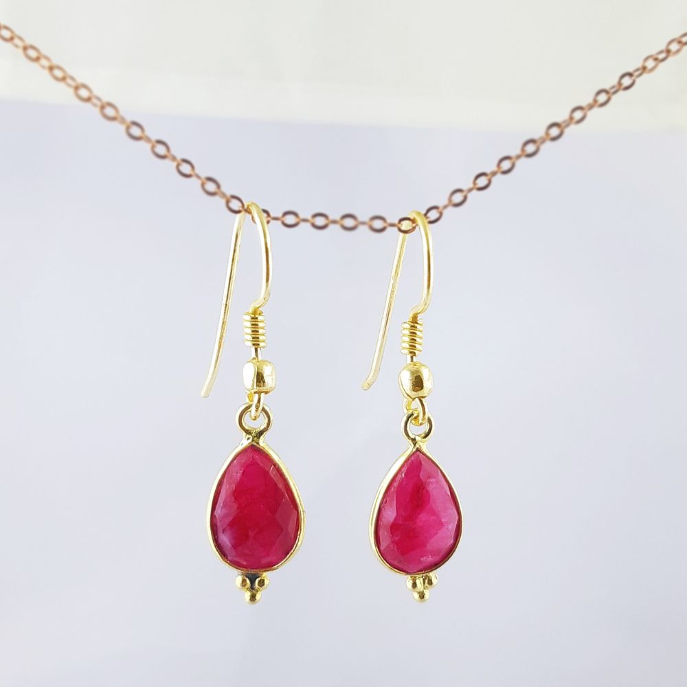 Gold Plated Ruby Earrings – Chic & Stylish Handmade Jewelry Gift