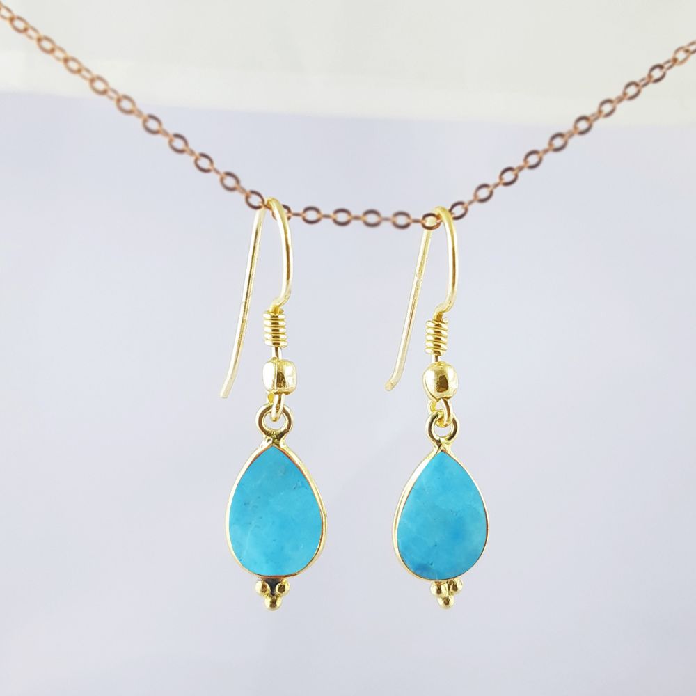 Gold Plated Turquoise Earrings – Chic & Stylish Handmade Jewelry Gift