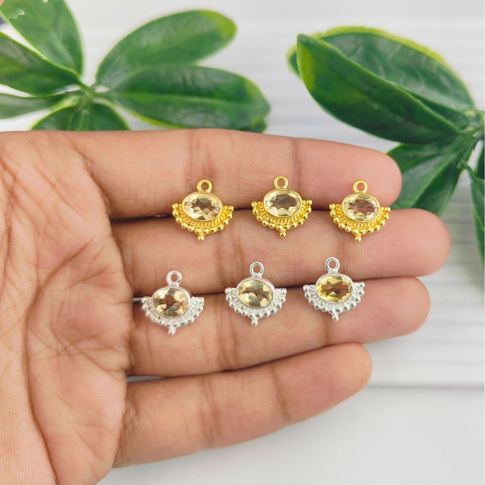 Oval Shape Citrine Pendant November Birthstone Handmade Gold Vermeil Bezel Set Minimalist Jewelry for Her- Selling Per Piece