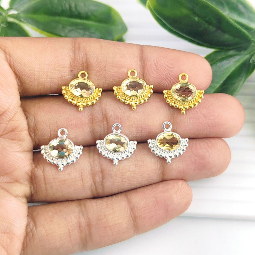 Oval Shape Citrine Pendant November Birthstone Handmade Gold Vermeil Bezel Set Minimalist Jewelry for Her- Selling Per Piece