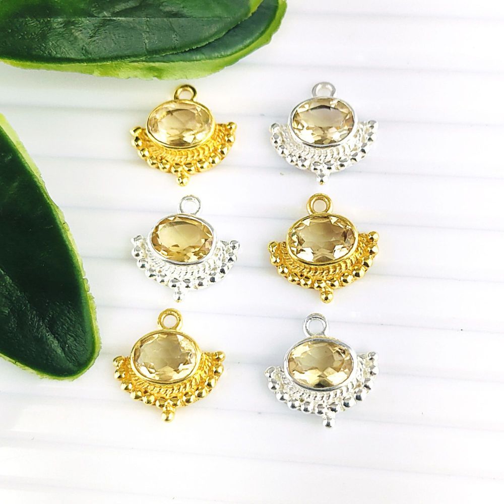 Oval Shape Citrine Pendant November Birthstone Handmade Gold Vermeil Bezel Set Minimalist Jewelry for Her- Selling Per Piece