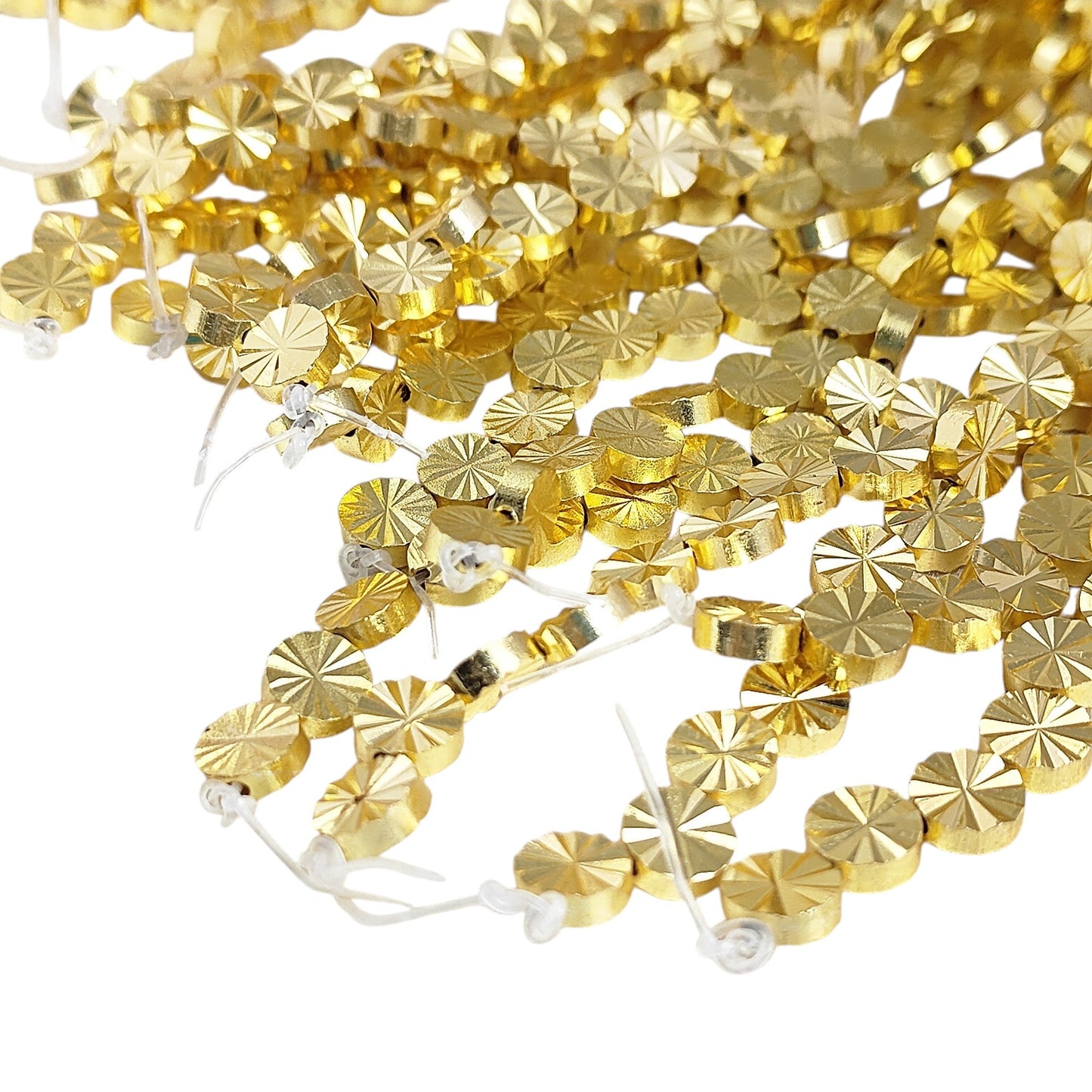 Gold plated flower beads with two holes for jewelry making