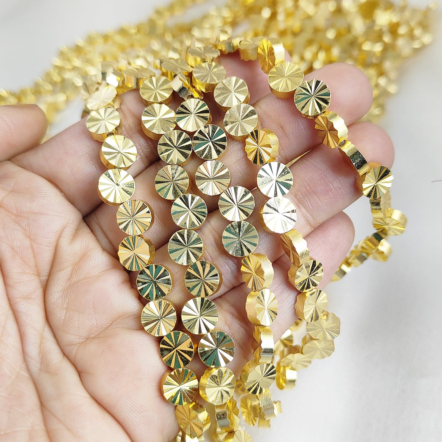 Gold plated brass flower spacer beads for necklaces and bracelets