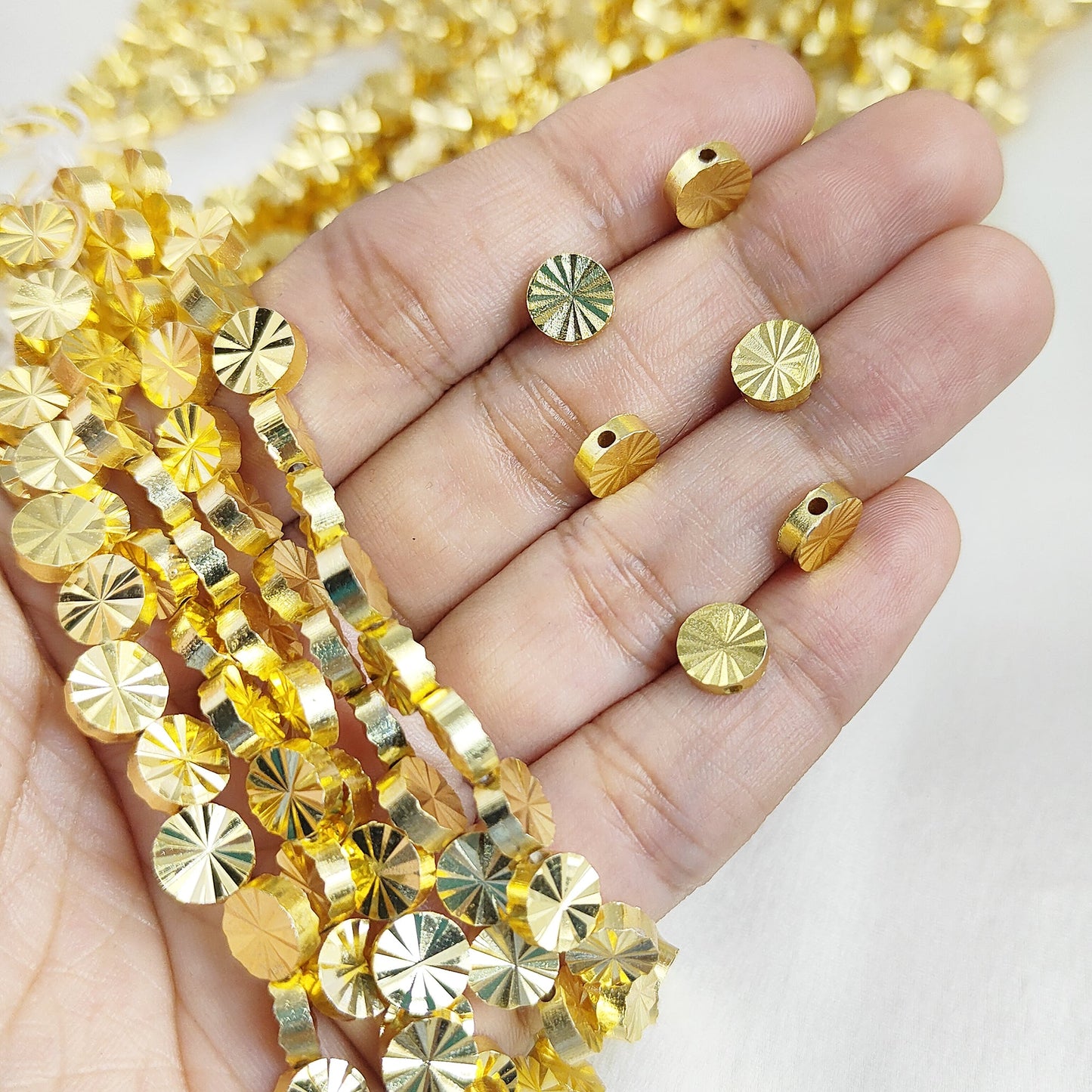 Handmade jewelry components gold plated two-hole flower beads