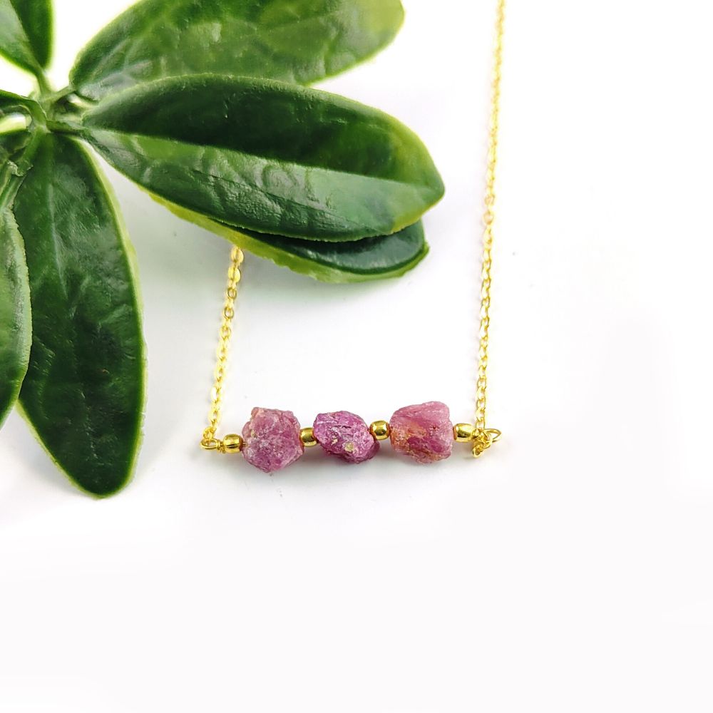 Gold Plated Ruby Necklace – Elegant Birthstone Jewelry for Women