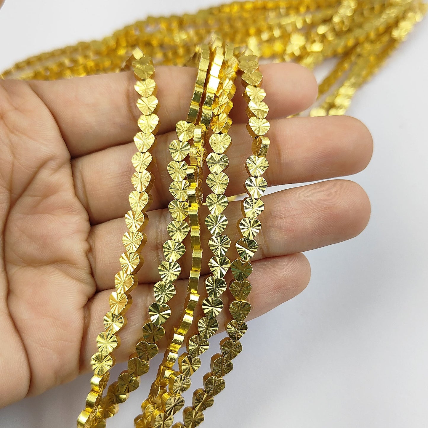 Gold plated brass heart beads for DIY jewelry crafts