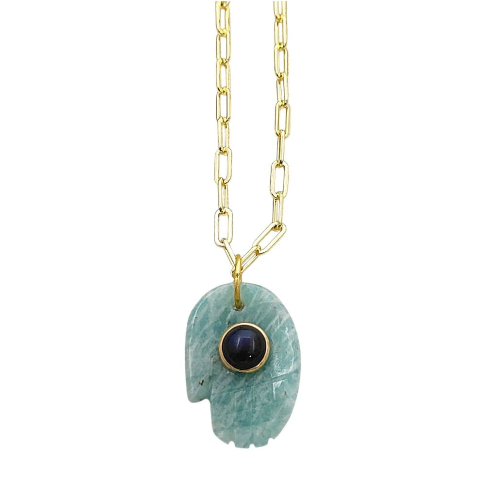 Bohemian Gold Plated Hamsa Hand Gemstone Necklace Spiritual Jewelry and Meaningful Gift for Women- Selling Per Piece