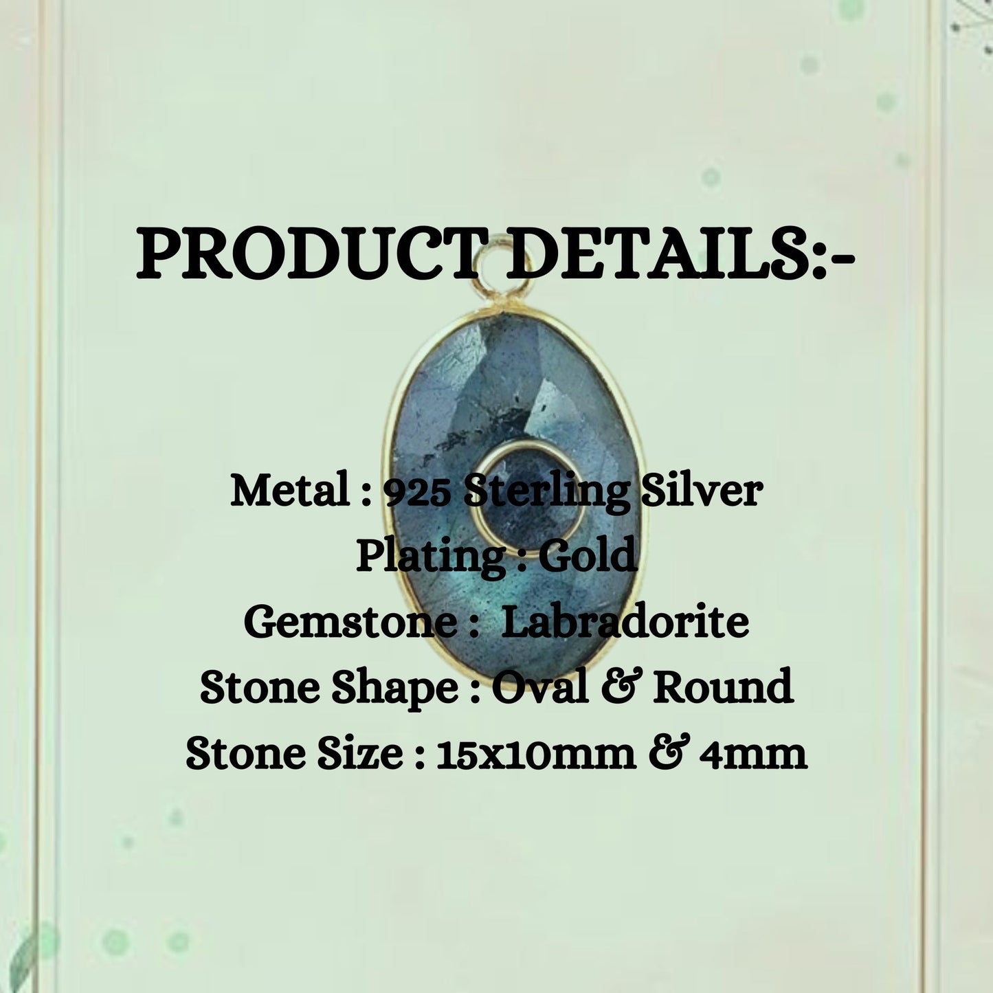 Labradorite Gemstone Pendant Gold Vermeil Double Stone Dangle Charms Pendant Handmade Jewelry- Selling Per Piece