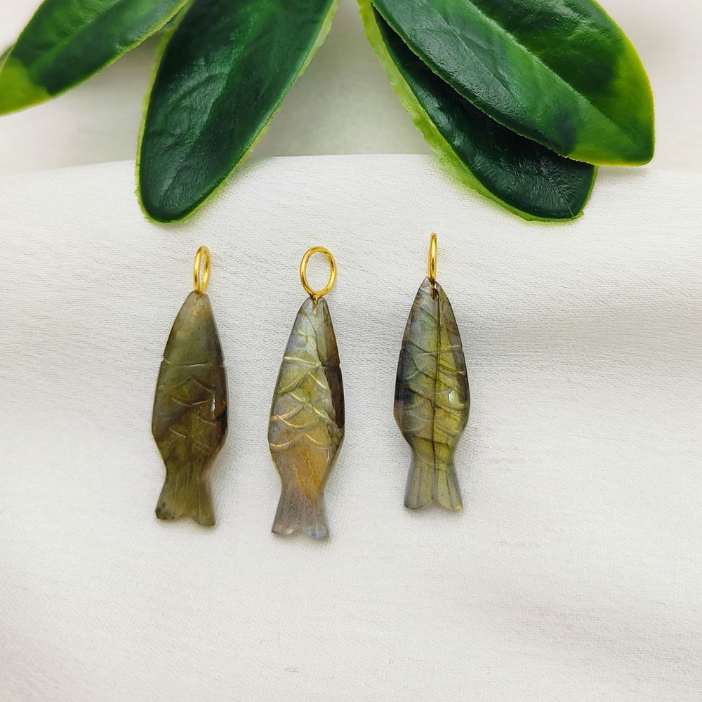 Labradorite totem charm in gold plated sterling silver for handmade jewelry