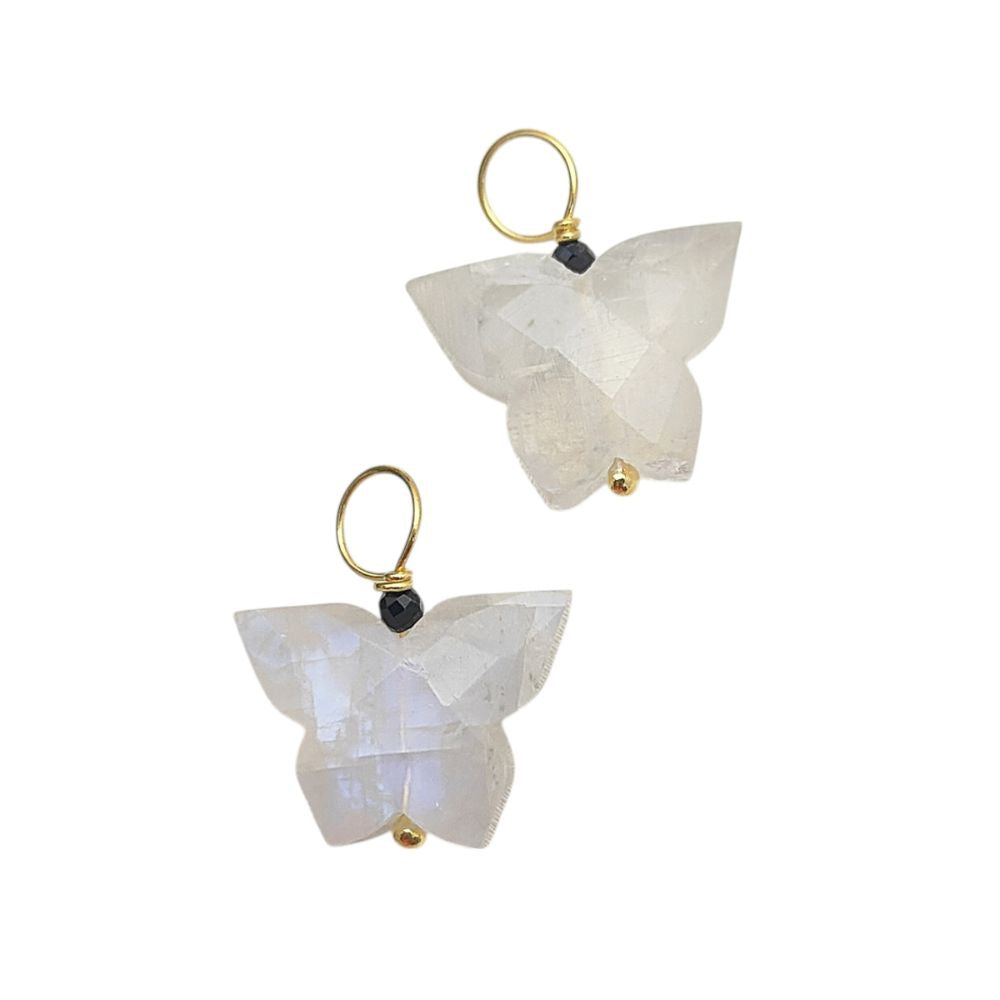 Faceted Multi-Gemstone Butterfly Pendant Gold Plated Wire Wrapped Charm for Jewelry Making- Selling Per Piece