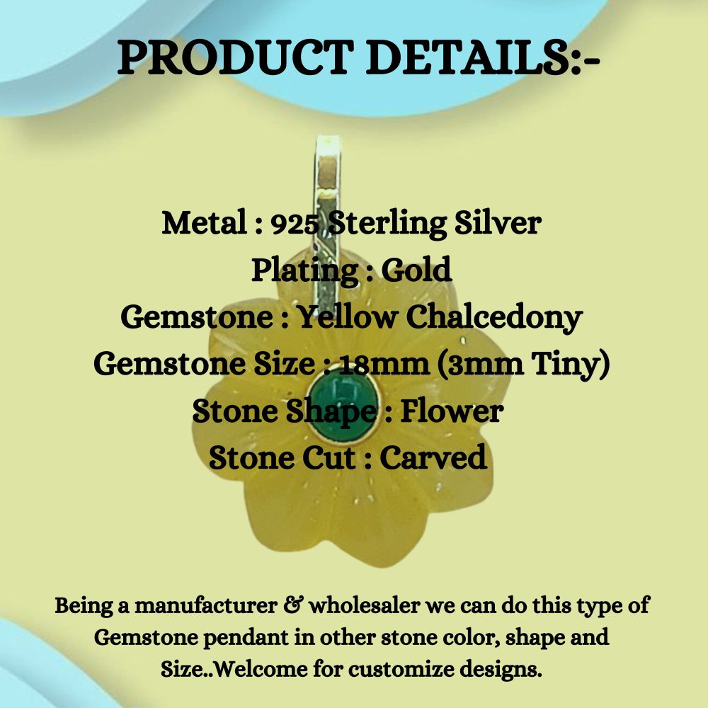 Handmade Yellow Chalcedony Crystal Necklace Charm for Women