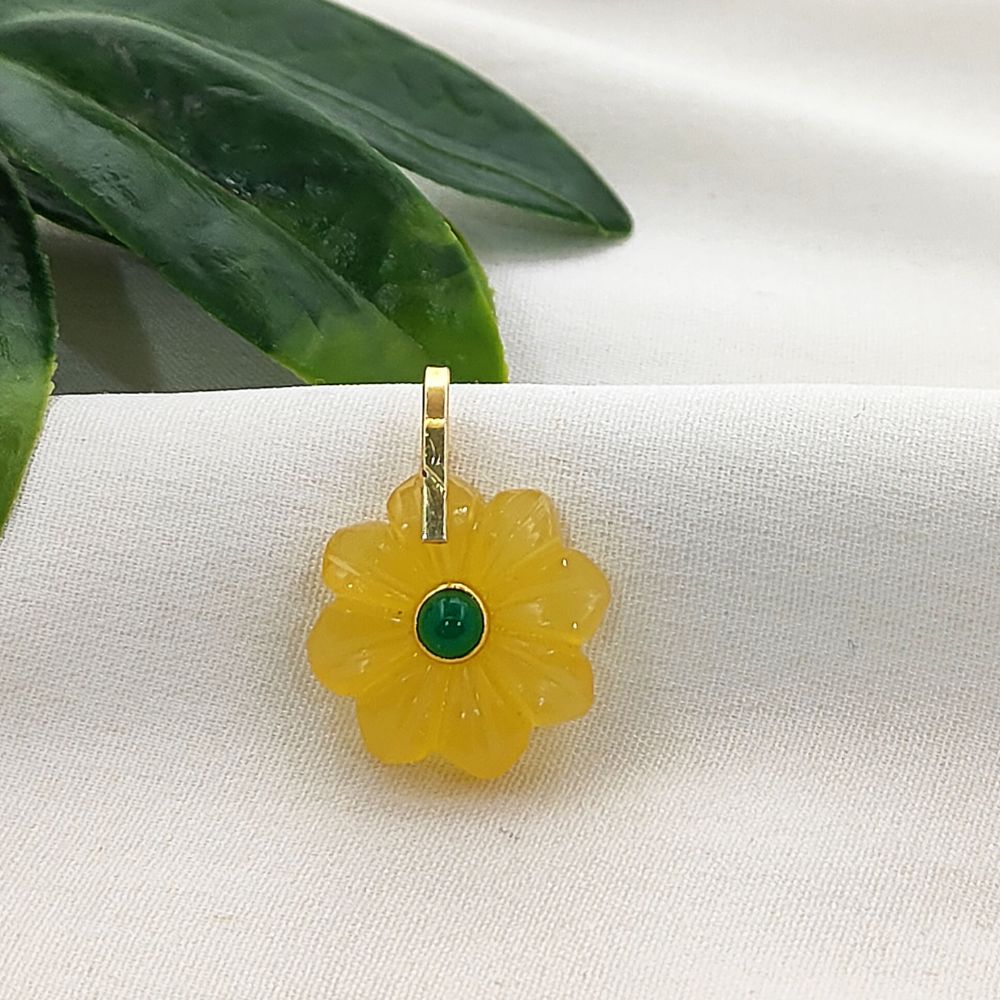 Natural Healing Stone Yellow Chalcedony Pendant Jewelry